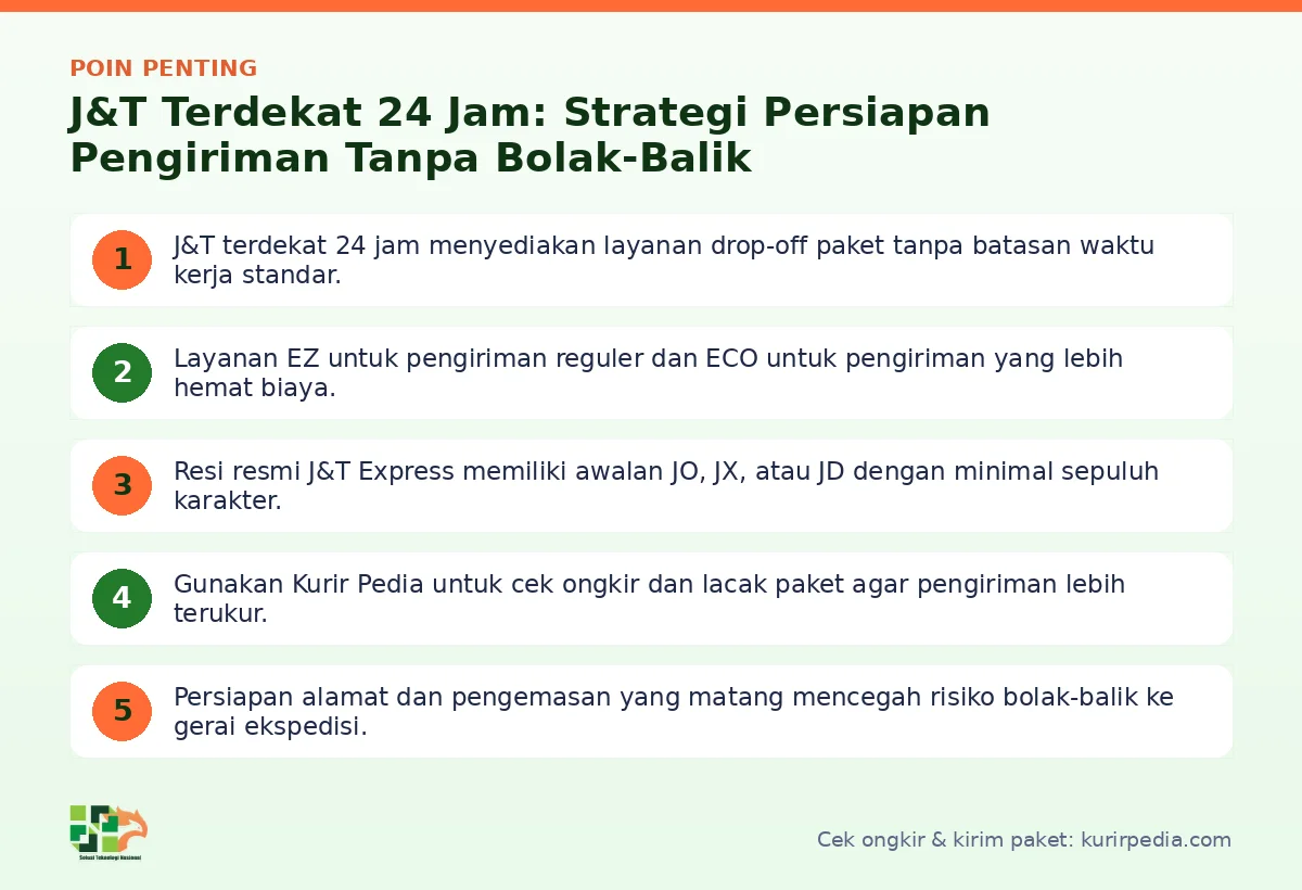Infografis poin penting J&T terdekat 24 jam - Kurir Pedia