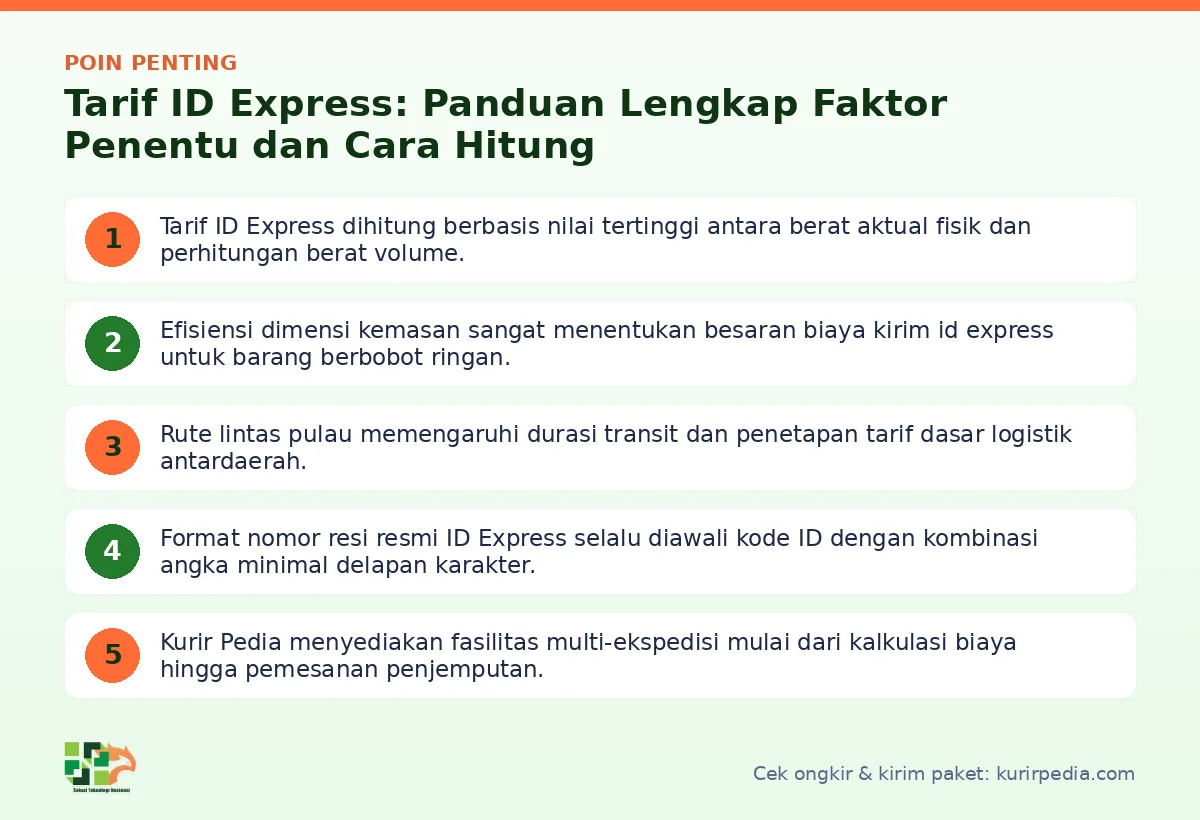 Infografis poin penting Tarif ID Express - Kurir Pedia